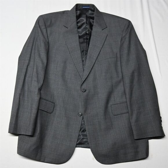 Stafford 46R‎ Gray Glenn Check 100% Wool Mens Blazer Sport Coat Suit Jacket